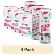 (3 pack) CELSIUS Sparkling Peach Vibe, Functional Energy Drink 12 fl oz (Pack of 4)