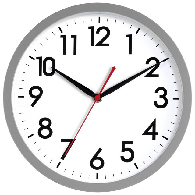 Reloj de pared AKCISOT de 25 cm, silencioso, sin tictac, batería, gris
