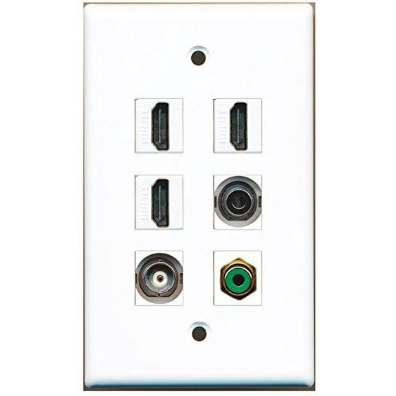 RiteAV - 3 HDMI 1 Port RCA Green 1 Port 3.5mm 1 Port BNC Wall Plate