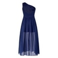 thumbnail image 3 of YONGHS Flower Girls One Shoulder Beaded Chiffon Bridesmaid Romper Dress Wedding Prom Party Gown Navy Blue 16, 3 of 7