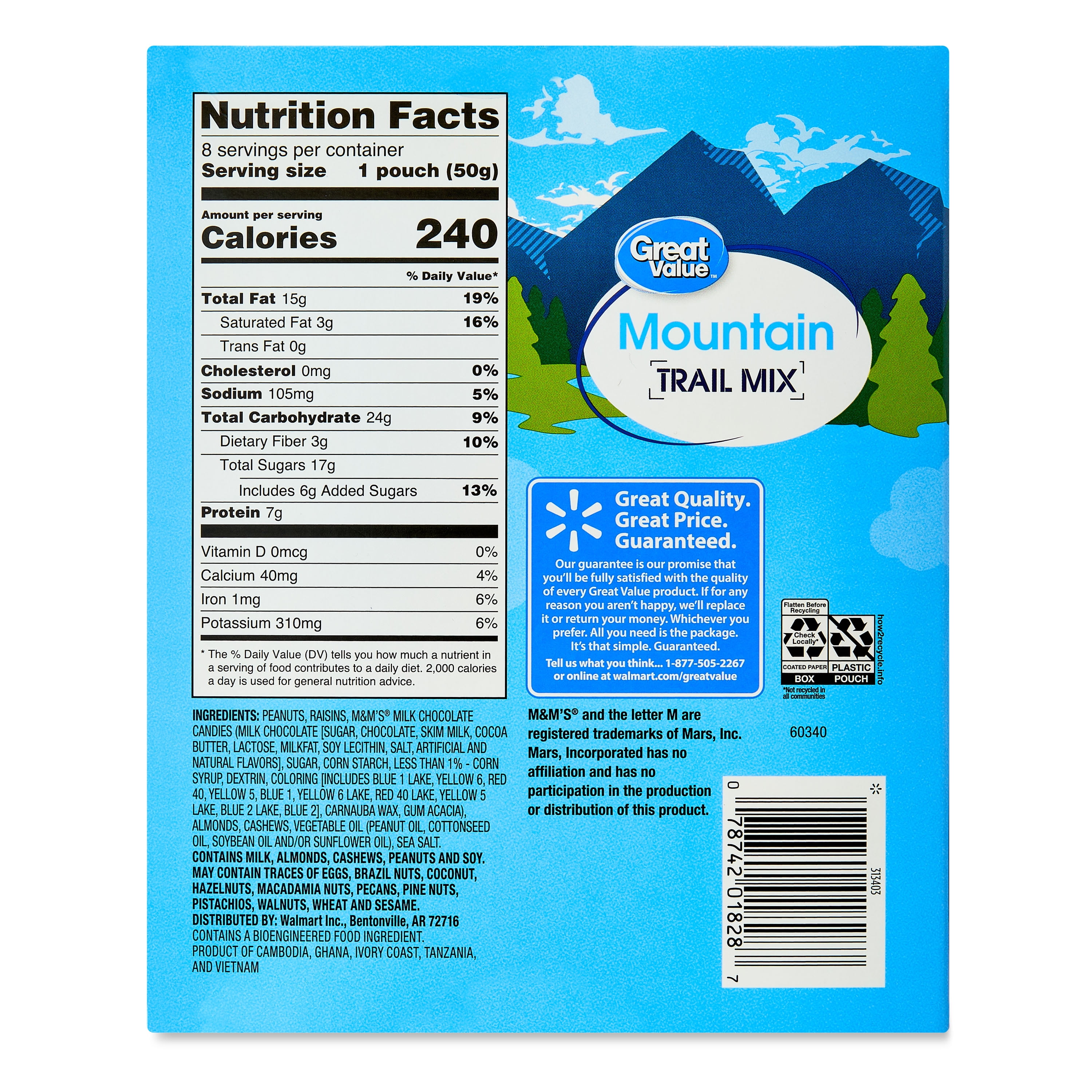Great Value Mountain Trail Mix, 1.75 oz, 8 Count