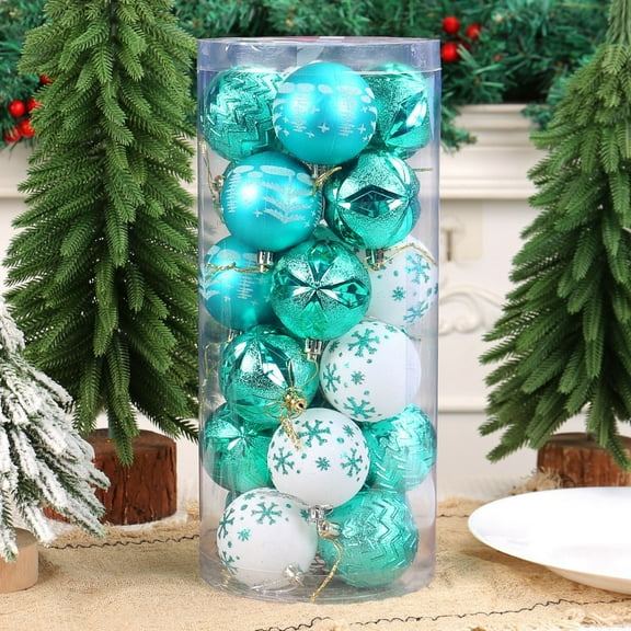24 Pcs Christmas Ornament Balls Set - 2.4" Shatterproof Painted Tree Decorations with Hooks for Holiday, Wedding & Party Decor