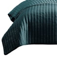 thumbnail image 2 of Benjara 3 PC Crinkle King Coverlet Set with Vertical Stitching- Turquoise Blue, 2 of 6