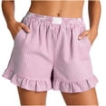 thumbnail image 2 of RYDCOT Striped Shorts for Women High Waisted Beach Casual Pull on Elastic Waist Summer Shorts with Pockets Pink, 2 of 7