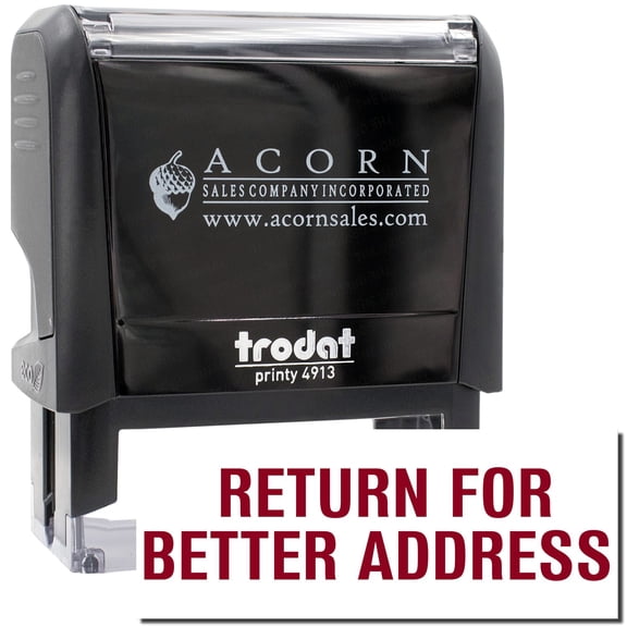 Large Self-Inking Return for Better Address Stamp, Trodat Printy 4913, Press and Print Stamping, Impression Size 7/8" x 2-1/4", Up to 10,000 Impressions - Burgundy Ink