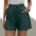thumbnail image 4 of Vedolay Women's Drawstring High Waist Solid Color Shorts with Pockets,Army Green L, 4 of 5