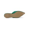 thumbnail image 5 of BLISSFUL STEP Women's Casual Pointy Toe Flat Slides Mules Shoes Emerald Green 6, 5 of 7