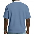 thumbnail image 5 of BVnarty Men's Summer Waffle Knit Raglan Short Sleeve Zip Collar Top Casual Street Outdoor Daily Leisure Fashion Shirt Light Blue XXL, 5 of 7