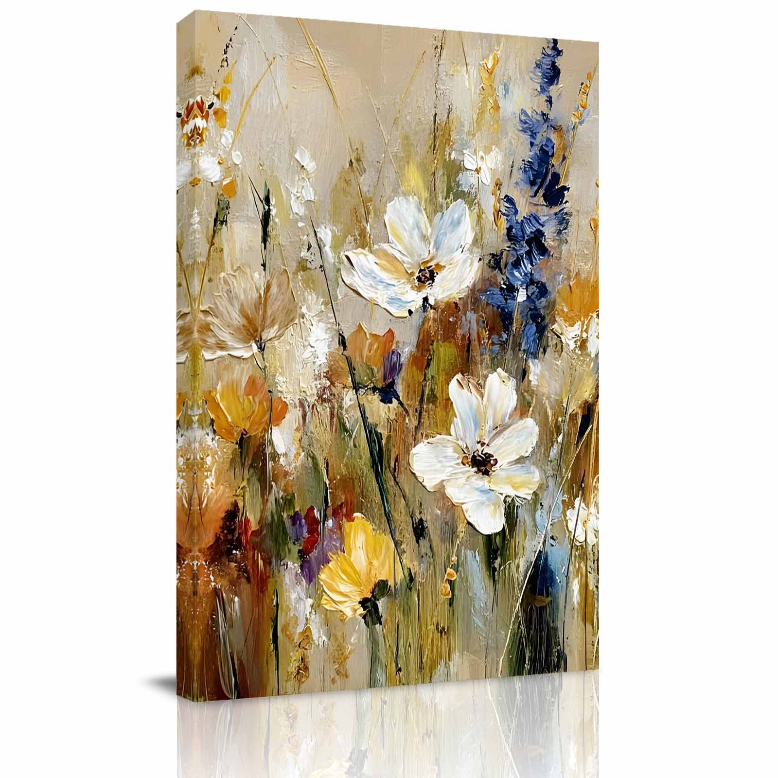 Canvas Wall Art Country Flowers Framed Canvas Prints for Living Room Office Farmhouse Botanical Floral Oil Painting Gallery Wrapped Wall Decor for Home Office Gifts 24 x32 Ship Next Day
