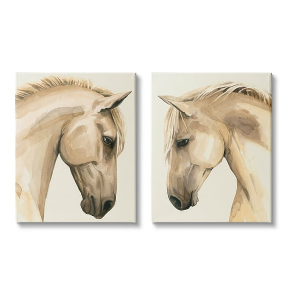Stupell Industries Stoic Farm Horse Portrait Graphic Art Gallery Wrapped Canvas Print Wall Art, Set of 2, Design by Grace Popp