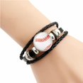 thumbnail image 5 of Woeilo Black Adjustable Baseball Leather Wrap Bracelet, Handmade Sports Gift, 5 of 5