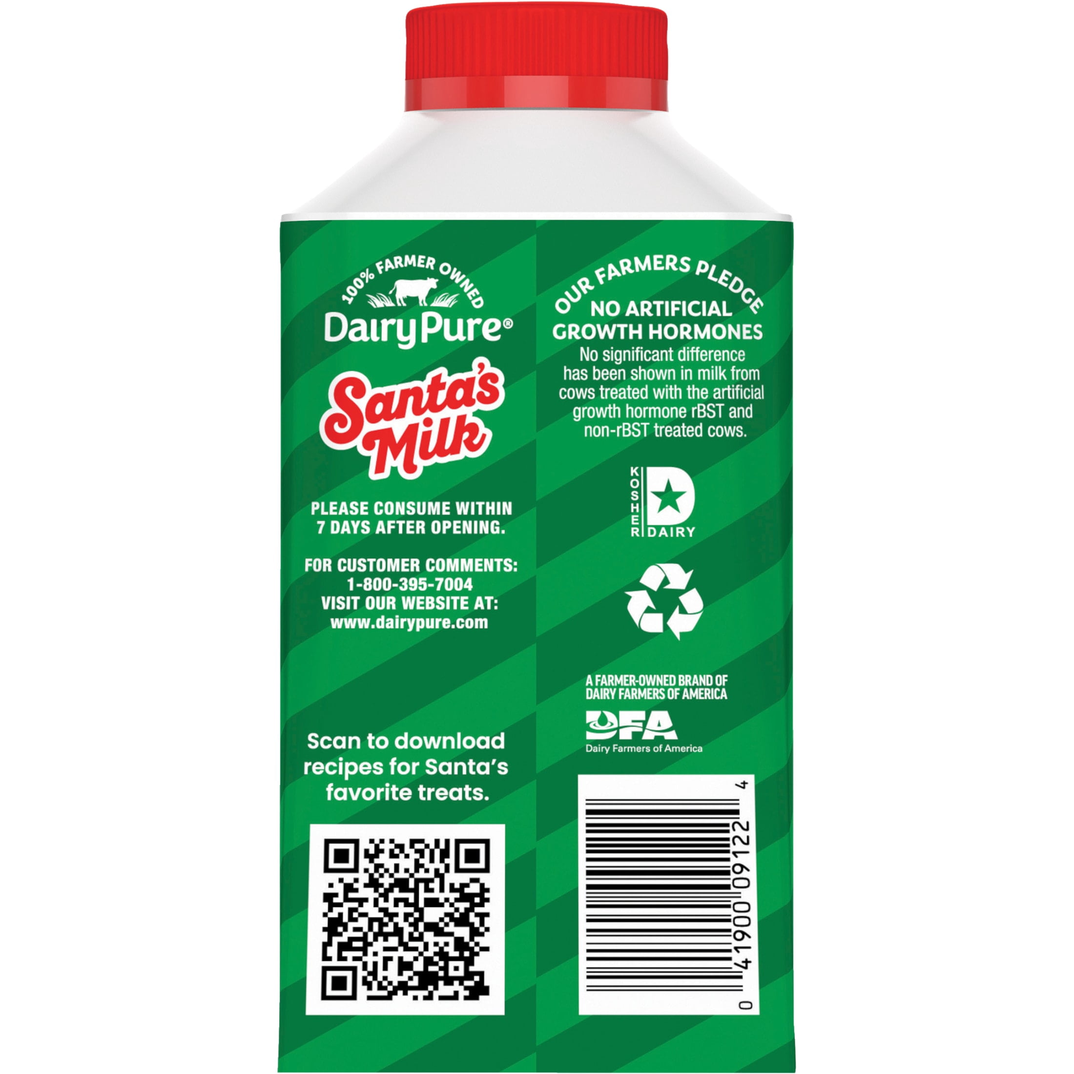 DairyPure Santa's Milk Ultra-Pasteurized Whole Milk, Pint