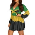 thumbnail image 2 of Yuyamidu Jamaican Flag Fall Dresses Novelty Long Sleeve Dress for Women Trendy Elastic Waist Pleated Swing Dress Size XL Comfy Knee Length A Line Dress, 2 of 7