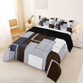 thumbnail image 2 of Homewish Dark Brown Block Full Size Comforter Sets,Contemporary Artwork Bedding Comforter Set,Black Reversible,3pcs,1 Comforter and 2 Pillowcases, 2 of 7