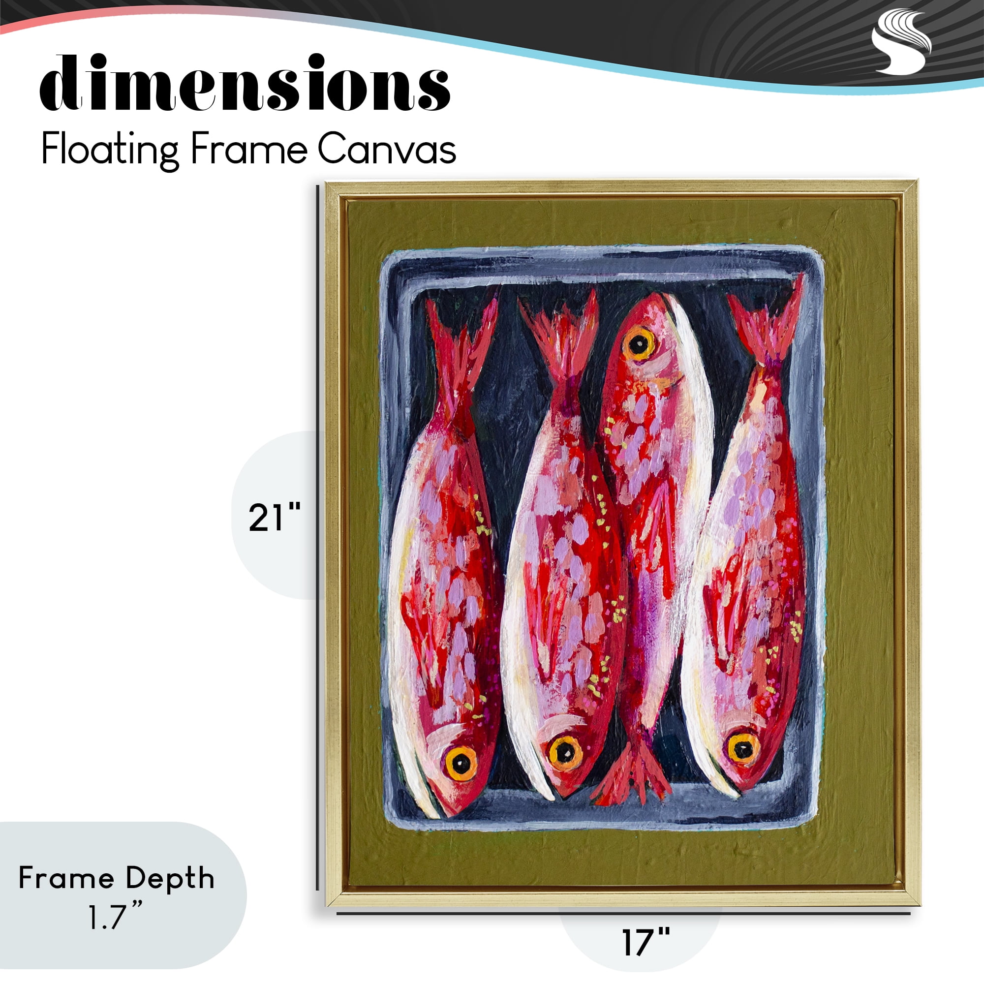 Stupell Industries Red Fish on a Platter Gold Framed Floater Canvas Wall Art, design by Rachel Nerney