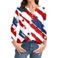 thumbnail image 5 of ZLOVHE American Flag Shirts for Women Fashion 3/4 Sleeve Womens Tops Cute Star Stripes Printed Button V Neck Trendy Casual Outfits, 5 of 5