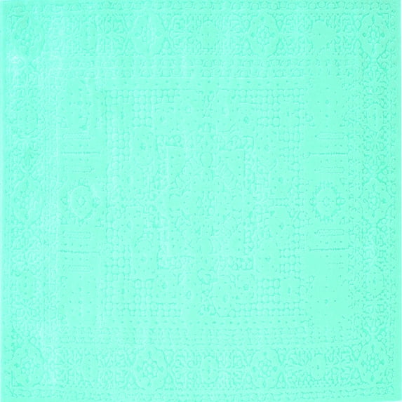 Ahgly Company Indoor Square Solid Turquoise Blue Modern Area Rugs, 6' Square