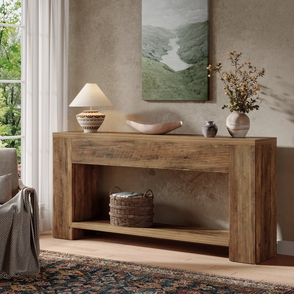 Finmind 70.9" Console Tables for Entryway, Narrow Long Sofa Table Behind The Couch, Rustic Brown