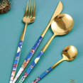thumbnail image 3 of 4pcs/set Christmas Matte Gold Silverware  Stainless Steel Cutlery Flatware Set  Kitchen Utensil Sets  Tableware With Knife Spoons And Forks Set  Satin Finished Polished  Dishwasher Safe, 3 of 9
