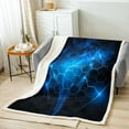 thumbnail image 2 of Black and Blue Blanket Geometry Neon Honeycomb Throw Blanket Men Gamer Room Decor,Psychedelic Fleece Blanket Hexagon Beehive Sherpa Blanket 40"x50", 2 of 5