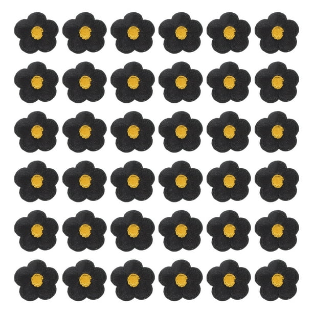 Parches de Hierro en Flor Uxcell, Parché Bordado para Coser en Aplicación de Reparación para Mochilas, Ropa, Zapatos, Sombreros, Negro