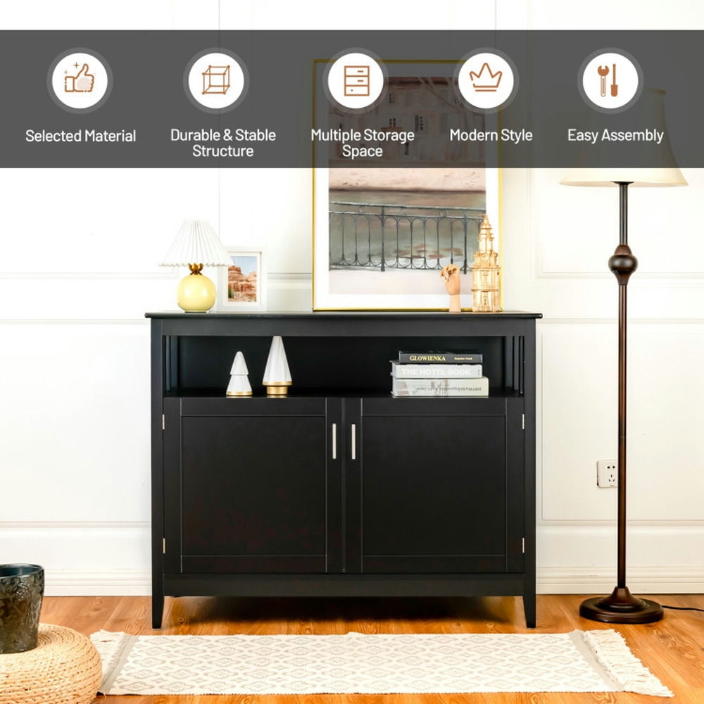 Finihen Kitchen Storage Cabinet, Buffet Sideboard, Modern Practical Wooden Kitchen Lockers with Large Storage Space, for Dining Room, Kitchen, Living Room, Black Finihen Kitchen Storage Cabinet, Buffet Sideboard, Modern Practical Wooden Kitchen Lockers with Large Storage Space, for Dining Room, Kitchen, Living Room, Black