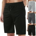 thumbnail image 5 of Aayomet Mens Workout Shorts Button Solid Color Pocket Tether Plus Size Mid Wash Shorts (Black, M), 5 of 5
