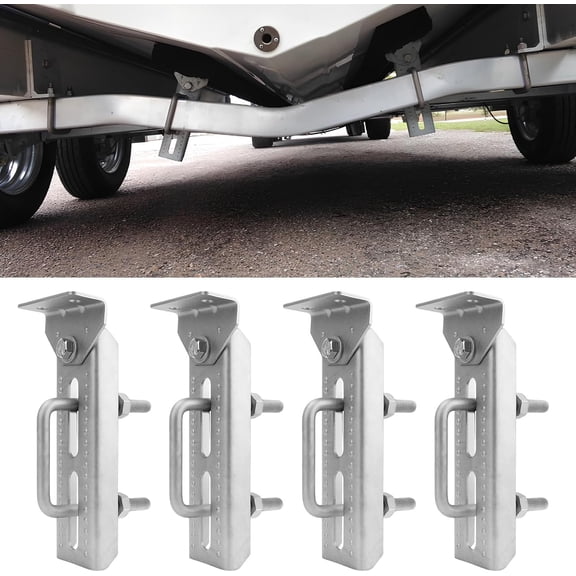 Heavy Duty 8" Boat Trailer Bunk Brackets, Galvanized Swivel Top Bunk Bracket Kit for 1.5"x3", 2"x3", 3"x3" Boat Trailer Crossmember, Trailer Accessories 4 PCS