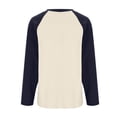 thumbnail image 4 of Women's Color Block Sweatshirts Dressy Crewneck Long Sleeve Pullover Boyfriend Style Tops Casual Fall Outfits Navy 3XL, 4 of 5