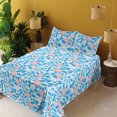 thumbnail image 2 of Ambesonne Leafy Artwork Fitted & Flat Sheet with Sham 3 Pcs Set, Modern Floral Citrus, Twin XL, Azure Blue Salmon White, 2 of 5