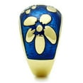thumbnail image 4 of Womens Rings Blue Golden Flowers Stainless Steel Ring with Epoxy in Capri Blue, 4 of 5