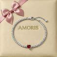 thumbnail image 1 of Pulseras De Plata 925 Mujer Rubí De Corazón Elegantes Regalo Xtellar plateado, 1 of 3