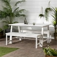 thumbnail image 3 of Vincent Solid Acacia Wood 3 Piece Chevron Dining Set in White Wash, 3 of 5