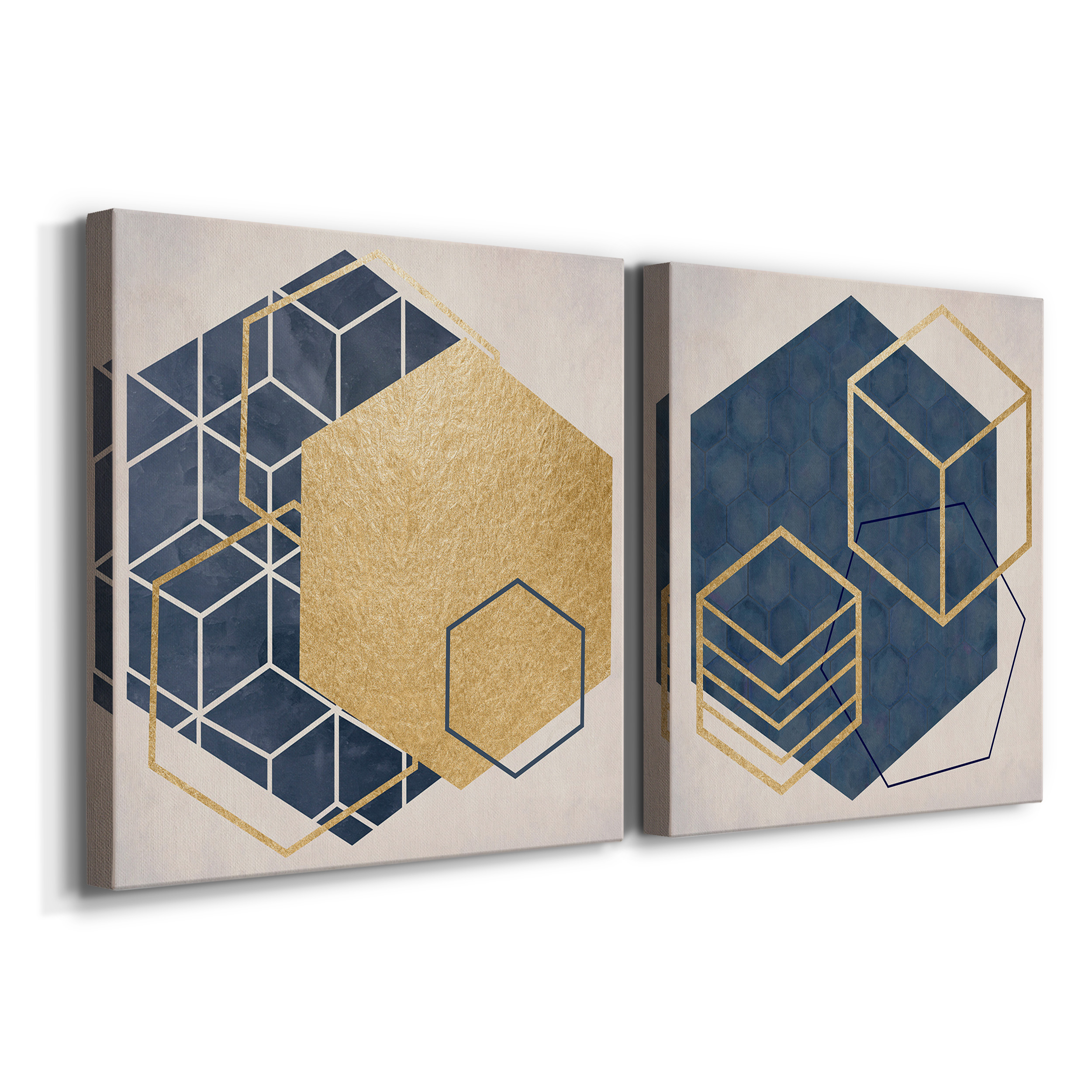 Geo I - Premium Gallery Wrapped Canvas - Ready to Hang Set of 2 - 16 x 16 Each