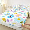 thumbnail image 3 of Feelyou Cute Cartoon Floral Bed Sheets, Cartoon Blue Flower King Sheets, Teens Kids Boys Girls Sheet Set, Luxury Bedroom Decor, 4-Piece, 3 of 7