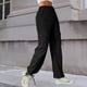 thumbnail image 3 of Pantalones cargo de cintura alta y pierna ancha para mujer: color liso, poliéster, corte recto holgado, talla única (L), cintura de 79 cm, cadera de 102 cm., 3 of 6