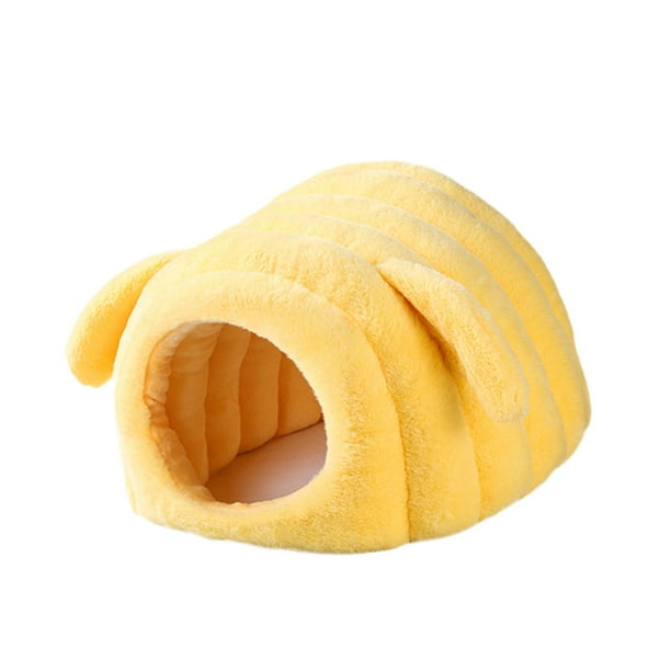 Cama para hámster cómoda para otoño e invierno, cueva para animales pequeños, hábitat de escondite. Amarillo