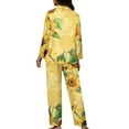 thumbnail image 2 of Renewold 2 PCS Stretchy Home Wear Button Pajama for Women Sunflowers Cow Scoop Neck Shirt & Pants Set Snug-Fit Loungewear Pjs Sleepwear Durable Outfits Tops Size S, 2 of 6
