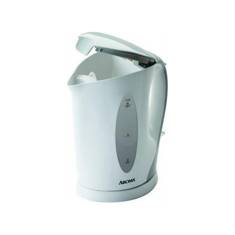 Aroma 1.5-Liter Electric Kettle, White/Grey 