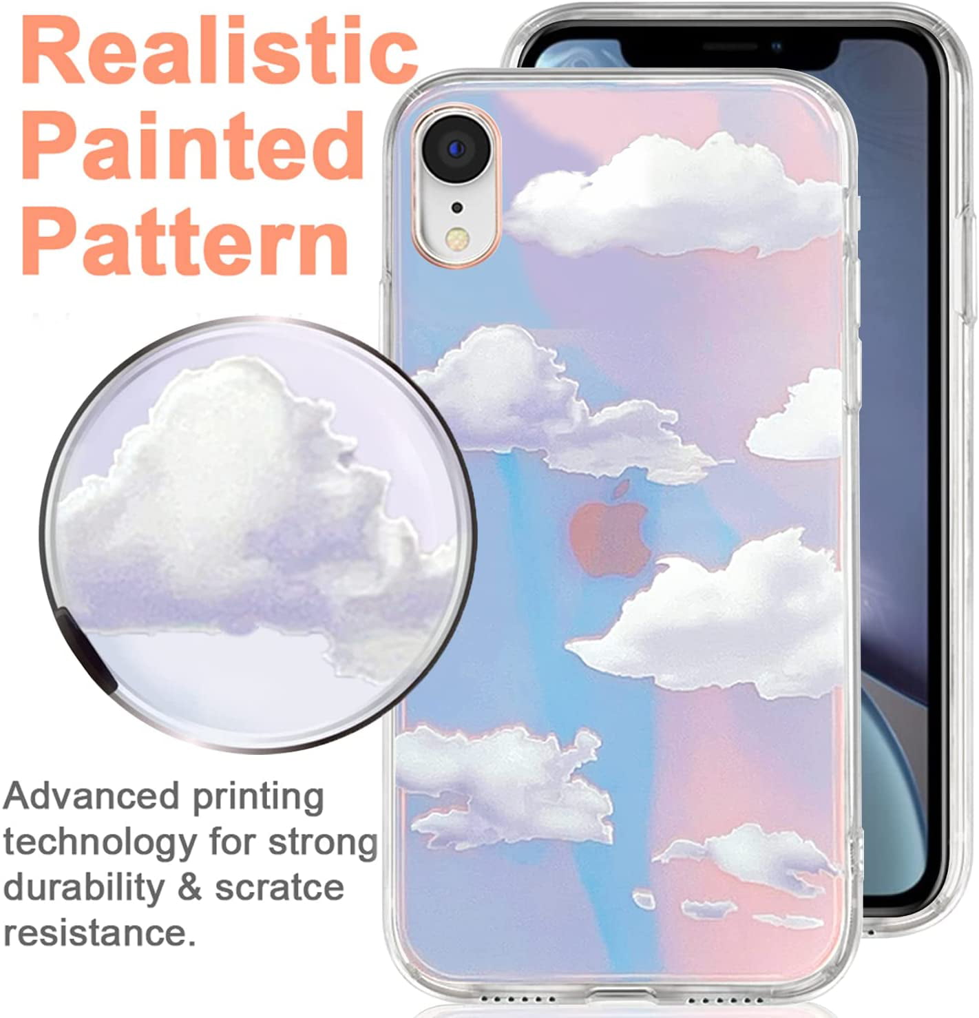  Gurgitat (4in1 Holographic Cloud Case for iPhone 11 6.1 Cute  Clear Clouds Cases Glitter Laser Bling Women Girls Aesthetic Design Cover+Iridescent  Camera Cover+Screen+Chain for iPhone 11 : Cell Phones & Accessories