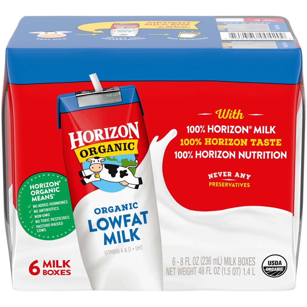Horizon Organic 1 Lowfat UHT Milk, 8 Oz., 6 Count