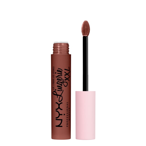 NYX PROFESSIONAL MAKEUP Lip Lingerie XXL - Lápiz labial líquido mate, corte bajo (marrón cálido)
