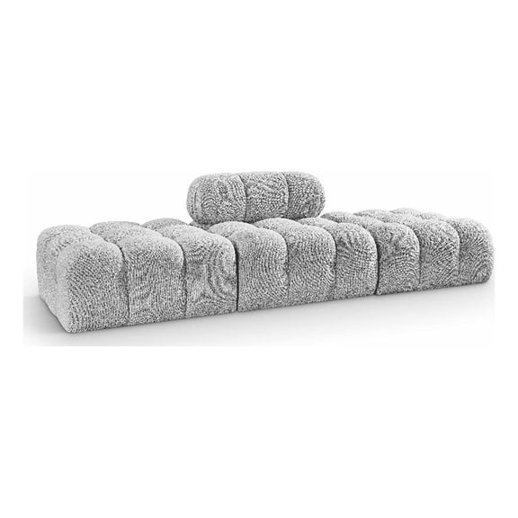 Meridian Furniture Ames 102" Grey Boucle Fabric Upholstered 3pc. Modular Sofa