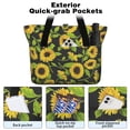 thumbnail image 2 of Tote Bag for Women - Black Sunflower Shoulder Bag - Large Utility Work Duffle Bag with Zipper Handbag for Travel, Work, Sprots, 2 of 5