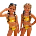 thumbnail image 3 of CCRFTGI Girls Swimsuit Size 10-12 Two Piece Sets Swimming Bikini Set Beach Holiday Bathing Suit Cute Summer Hawaiian Tropic Girls Clothes Swim Suit Kids Bikini Swimwear Yellow 2-3 Years, 3 of 9