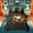 Black Orange, variant on Feelyou Football Soccer Queen Bedding for Boys, Black Red Lightning Print Bedding Comforter Set Queen, Black Reversible, 7-Piece