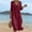 Wine, variant on Ayolanni V-Neck Fall Dresses for Women Cutout Cotton Linen 3/4 Sleeve Solid Maxi A-Line Dress Plain Holiday Casual Sundress Blue L