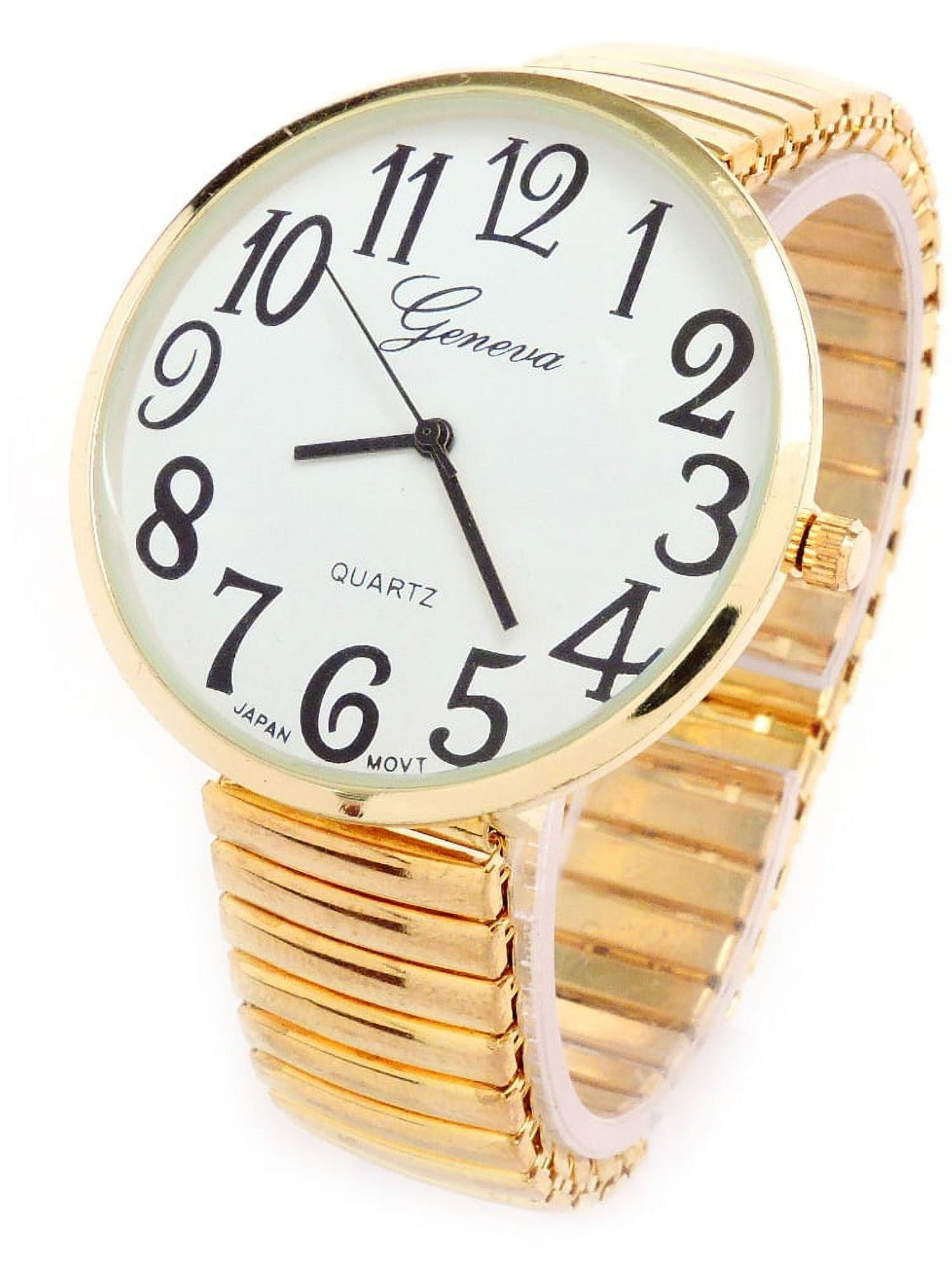 Women\'s Orange New Super Large Face Stretch Band Japanese Movement Fashion Watch STC Super Large Face Easy to Read Stretch Band Watch  main image 2