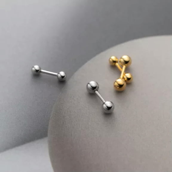 EOEMY Shiny Solid 925 Sterling Silver 2/3/mm Stud Earrings Studs Screw Backs-Silver-2 mm