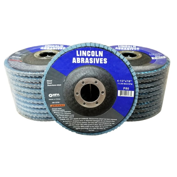 Flap Discs 4-1/2" x 7/8" 80 Grit 20 Pack Grinding Zirconia